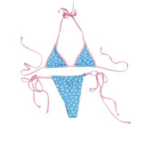 Frankie's Bikinis Blue and Pink Floral Swimwear